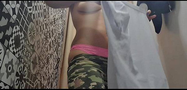  Baby in fitting room touching body